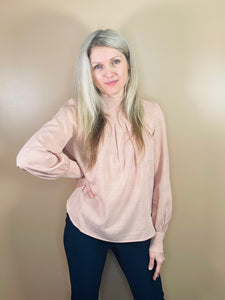 Plaid Puff Sleeve Top - Brick