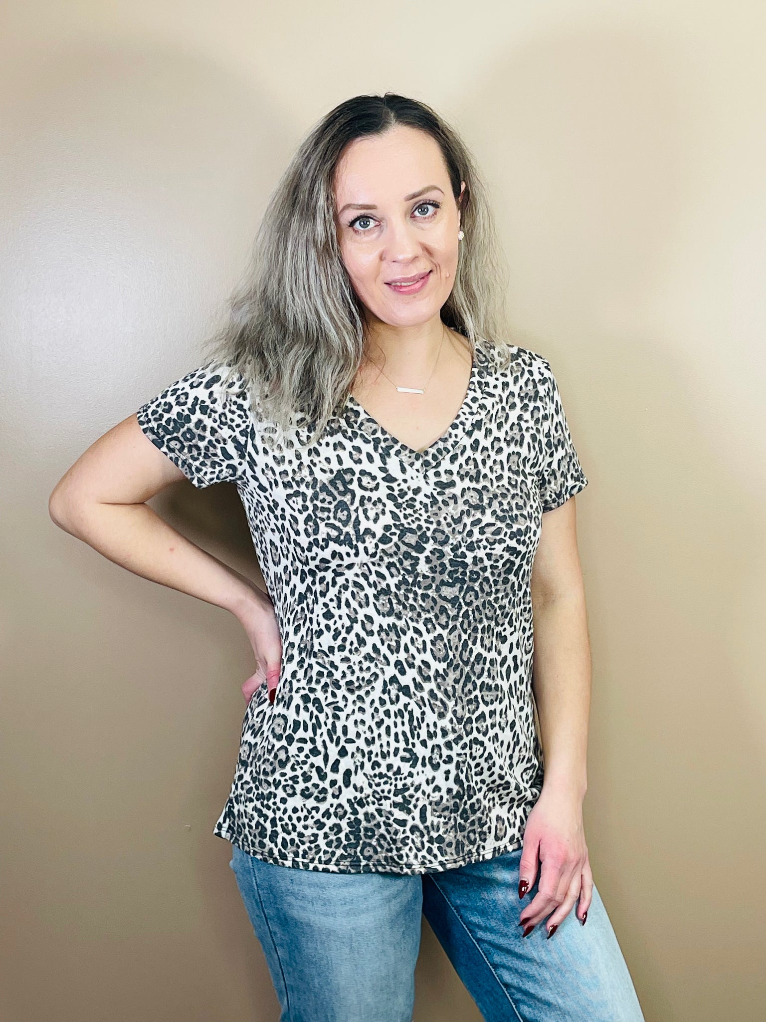 Animal Print Top - Mocha