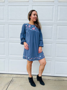 Embroidery Dress - Midnight Blue