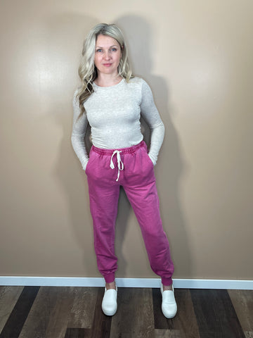 Pigment Dyed Jogger Pants - Magenta