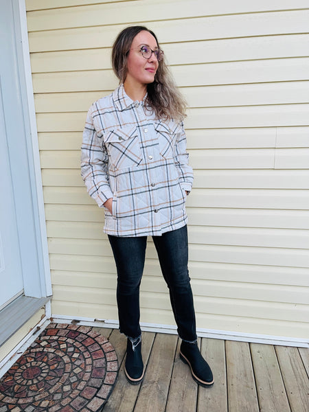 Plaid Quilted Shacket - Open Window