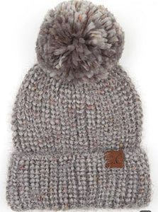 Multi Colour Feather Yarn Hat - LT Grey